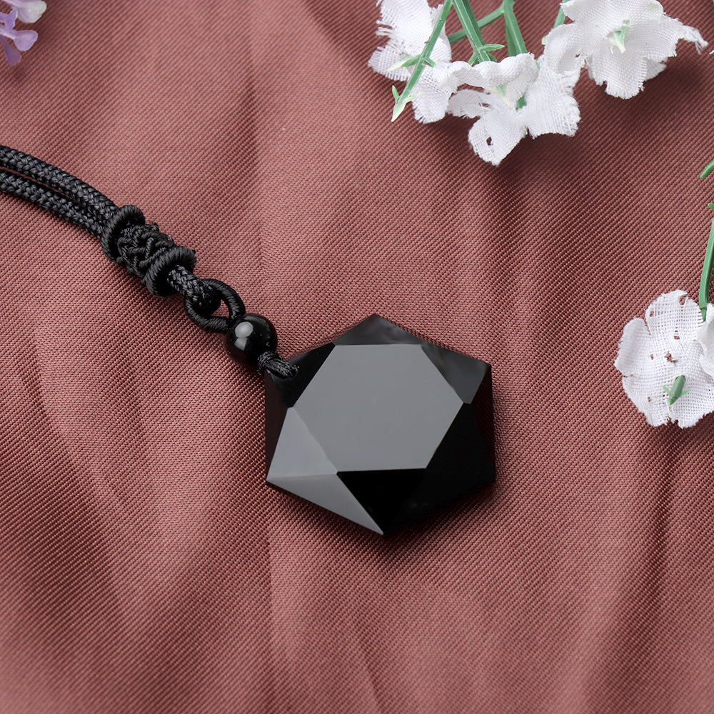 Hexagonal Necklace - Black Obsidian