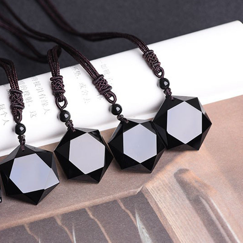 Hexagonal Necklace - Black Obsidian